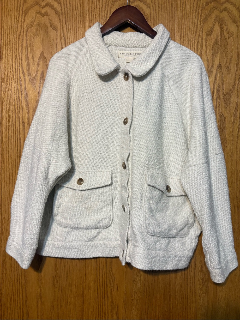 Saltwater Luxe Natural Ellis Button Up Shacket Jacket L